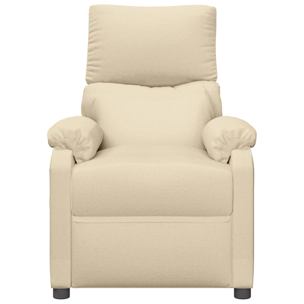 Poltrona massaggiante in tessuto color crema, con 6 punti di massaggio, funzione reclinabile manuale, funzionamento USB, schienale regolabile e poggiapiedi, per soggiorno, ufficio, camera da