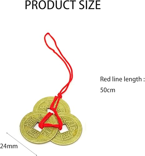 Miniatura 2 de Monedas chinas de la fortuna Feng Shui, monedas de I-Ching, monedas tradicionales con cuerda roja para riqueza y éxito, monedas chinas de buena