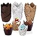 Muffinförmchen Papier, 150 Stücke Cupcake Formen, Muffins Papierförmchen, Backförmchen Papier für Hochzeiten Geburtstag Osterfeier Familientreffen Größe 8 x 5 cm (Natürliche Farbe,Weiß, Braun)
