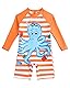 JiAmy Baby Jungen Badeanzug Einteiler Langarm UV-Schutz Kleinkinder Mädchen Badebekleidung Oktopus Muster 12-18 Monate Orange