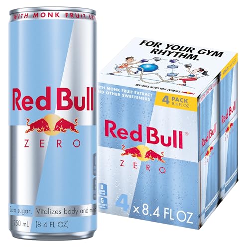 Image of Red Bull Zero Energy Drink, 8.4 fl. oz., with 80mg Caffeine, Taurine & B Vitamins, Pack of 4 cans