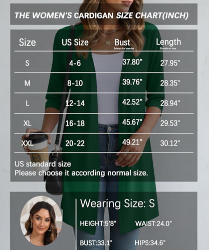 Image of YSYOKOW Womens Open Front Long Cardigan 3 /4 Sleeve Lightweight Knit Cardigan Casual Layering Spring Summer