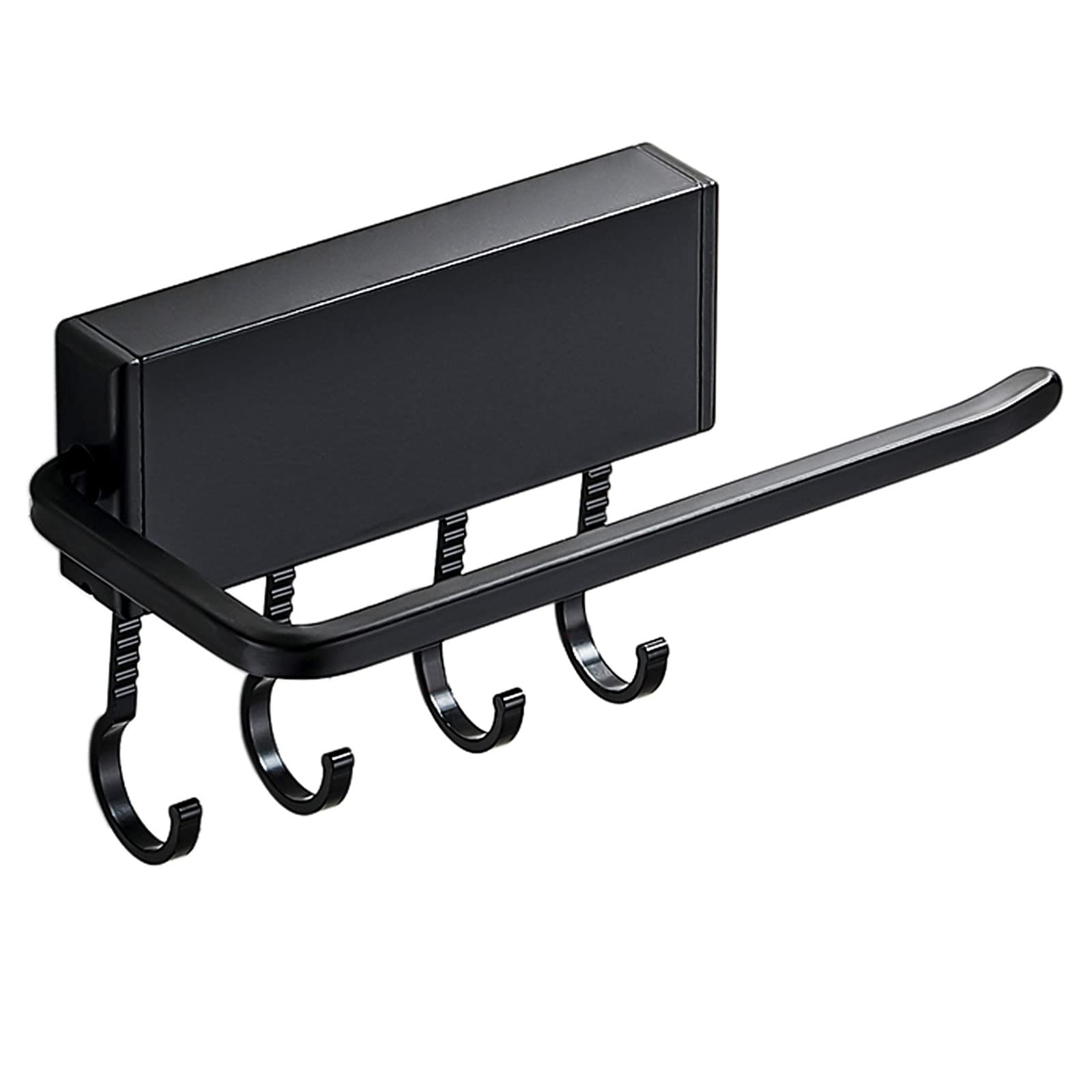 Paper Towel Holders, Wall Mount Paper Towel Dispenser Bar Rolls Rack with Upgrade 4 Built-in Under Cabinet Hooks for Kitchen Bathroom Organization