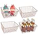 Jucoan 4 Pack Metal Wire Storage Baskets, Rose Gold Wire Baskets with Handles, Pantry Organizer Storage Bins for Kitchen, Freezer, Closet, Laundry Room, Cabinets