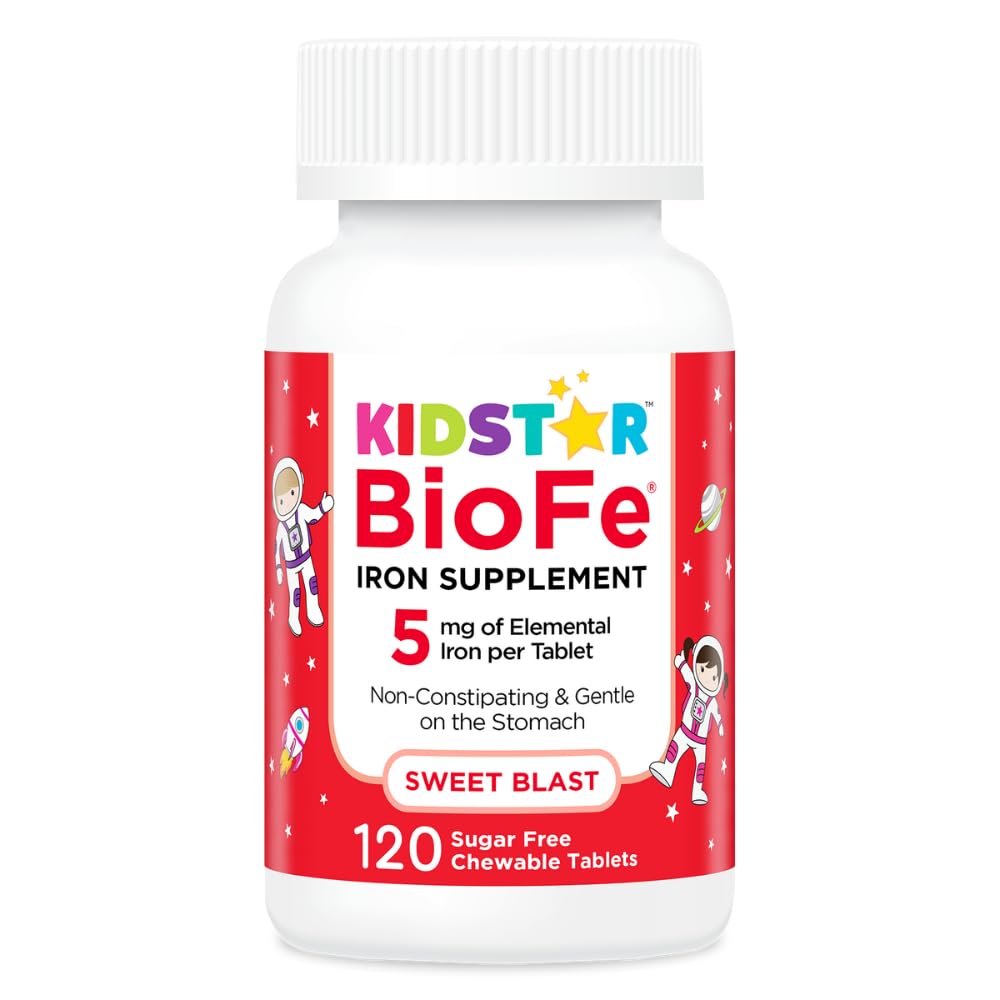 KidStar Nutrients Suplemento de ferro mastigável, 5 mg por comprimido, 120 comprimidos