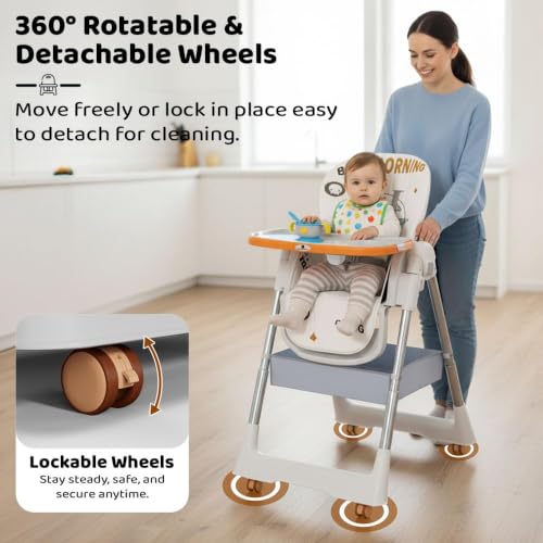 Image of StarAndDaisy Galaxy Star 6-in-1 Baby High Chair | Feeding Chair for Babies 6 Months to 5 Years with 7-Level Height Adjustment, 3-Position Seat Recline & One-Click Fold Design