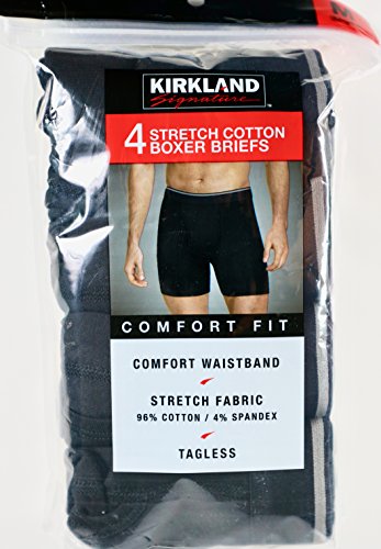 Kirkland Signature Stretch Cotton Boxer Briefs Comfort Fit (Black/Gray, Medium)3