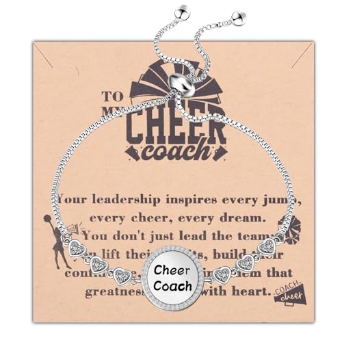 Image of BEKECH Cheerleader Coaches Cheer Coach Bracelet Jewelry for Coaches Cheer Gift for Her Appreciation Gift for Cheerleading (card-silver)