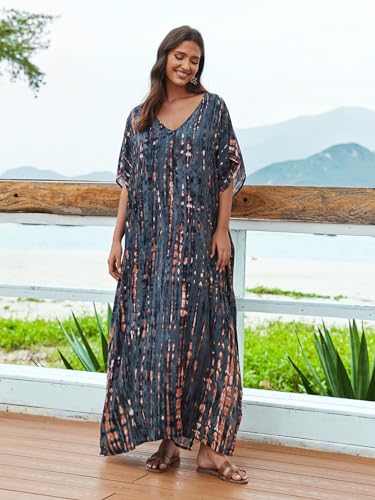 Image of Kaftan Dresses for Women Plus Size Bathing Suit Cover up Caftan Maxi Beach Dresses