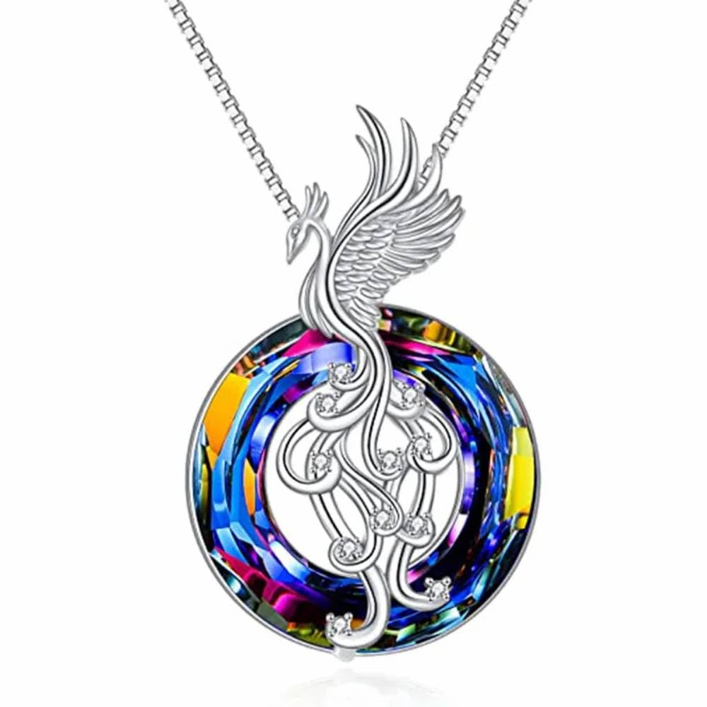 Via Mazzini Silver Plated Multicolour Crytal Aurora Phoenix Pendant Necklace For Women And Girls (NK1271) (B0D6KGXZBS) Amazon Price History, Amazon Price Tracker