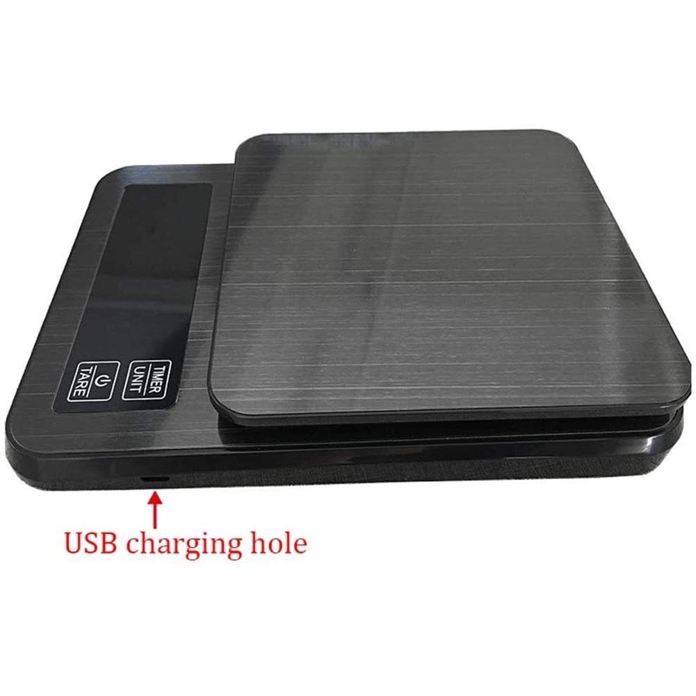 Wlectronic cyfrowa waga kuchenna ze stali nierdzewnej, elektroniczna waga do kawy 10 kg/1 g waga kuchenna do żywności Waga rozmiar: 5 kg/0,1