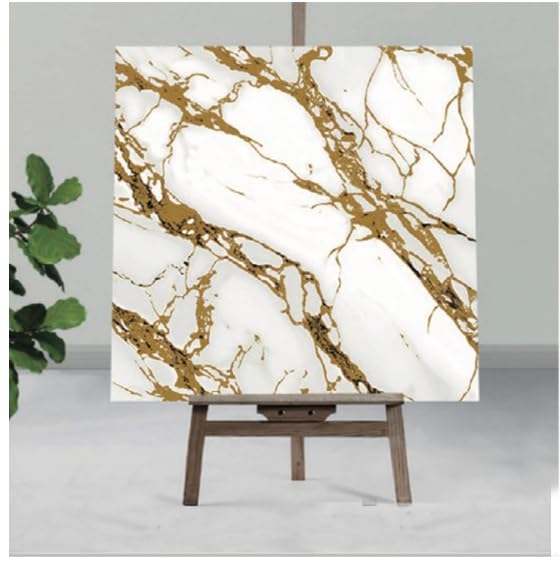 Image of INFINITY DECOR White with Premium Golden Texture Marble UV Panels, Self-Adhesive Wall Tile (60 cm x 60 cm), Luxury Rustic Modern Marble Look Wall Panels (Pack of 15)