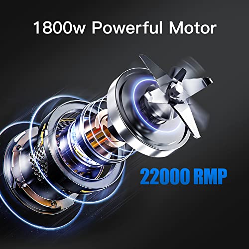 AMZCHEF Mixer Smoothie Maker - 2000W Blender - Mixer Hochleistungsmixer mit LED Zeitanzeige - 6 Pro-Scharfe 3D Klingen - 22000 U/Min Standmixer - 1,85 Liter Flasche und 600ml Tragbare Flasche – Bild 4