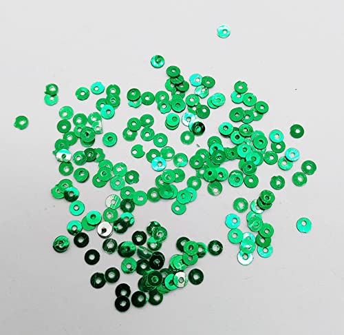 Image of eshoppee 200 gm, 3 mm Green Color Round Shape Sequins Sitara, for Jewellery Making Embroidery Material Art and Craft DIY kit, Glitter Sequince Beads (23, 200 gm)