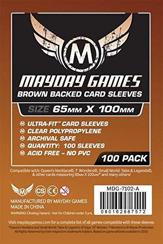 Mayday Games 7 Wonders Card Sleeves, Brown, 65x100mm, 100 Standard