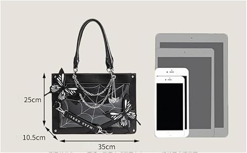 Miniatura 3 de Lindo bolso de mano gótico de croqueta, cuero auténtico, estilo vintage, punk, con asa superior, bandolera para mujer