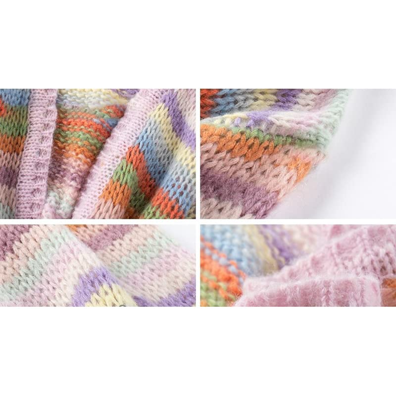 Amazon.com: Women's Rainbow Striped Mohair Knitted Cardigan
