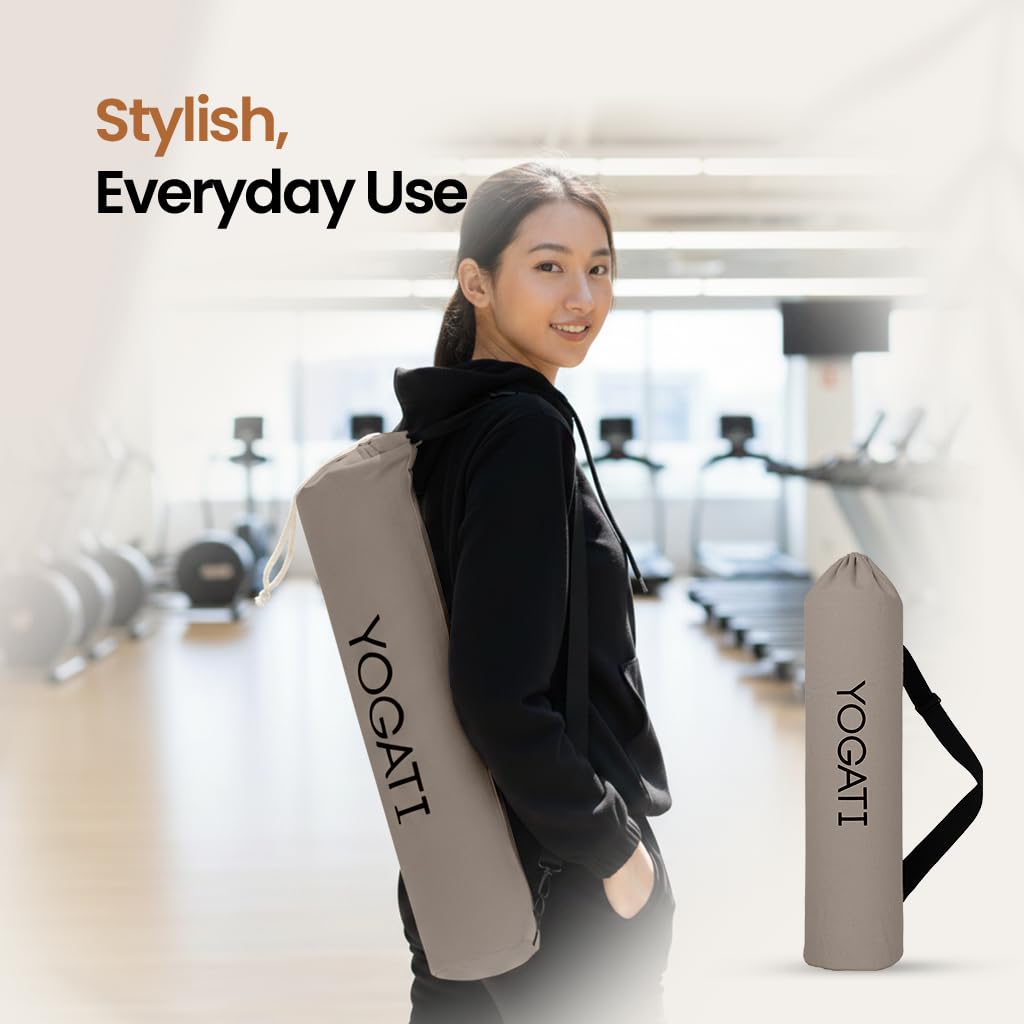 YOGATI® Torba na matę do jogi, duże torby na matę do jogi z syntetycznej bawełny, dla kobiet i mężczyzn, z regulowanym paskiem, idealne do pilatesu i maty do ćwiczeń, 19 x 80 cm, torba na matę do jogi