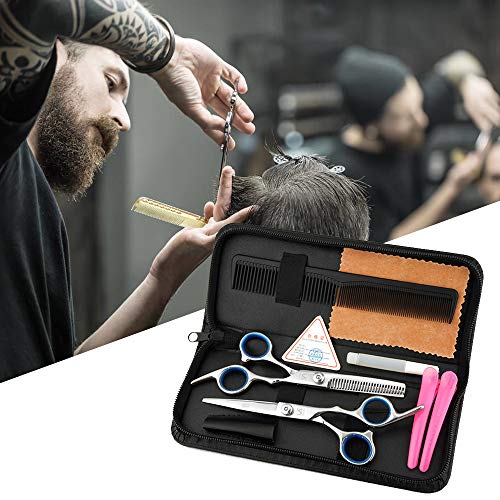 Festnight Conjunto profissional de corte de cabelo S-cissors Conjunto de aço inoxidável para cabelei