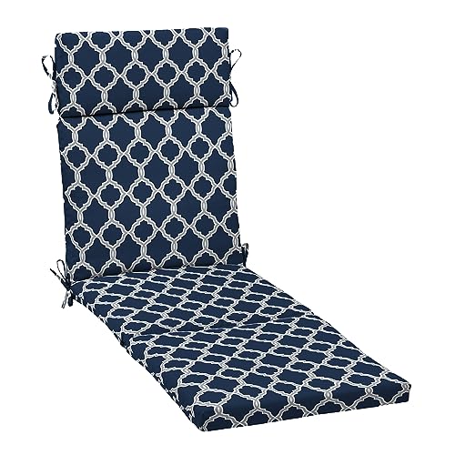 Arden earthFIBER Outdoor Chaise Cushion, 21 x 72, Rain-Proof, Fade Resistant, Cushion for Chaise Lounger Sapphire Blue Garden Trellis