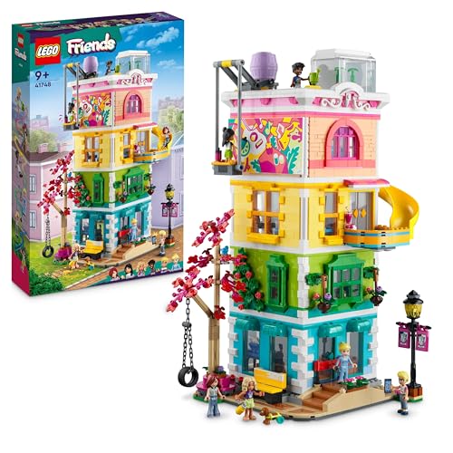 LEGO Friends Centro Comunitário de Heartlake City de brinquedo - conjunto modular com 5 plantas, 6 mini bonecos, figura de cão e acessórios criativos - presente de aniversário para meninas de 9 anos