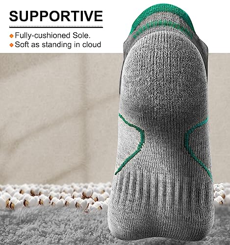 Image of BULLIANT Men Running Ankle Socks 6Pack-Cushioned Support-Low Cut No Show | Fully Terry Sole | Arch Support | Seamless Toe Closure | Moisture-Wicking Breathable Mesh | Reinforced Heel&Toe
