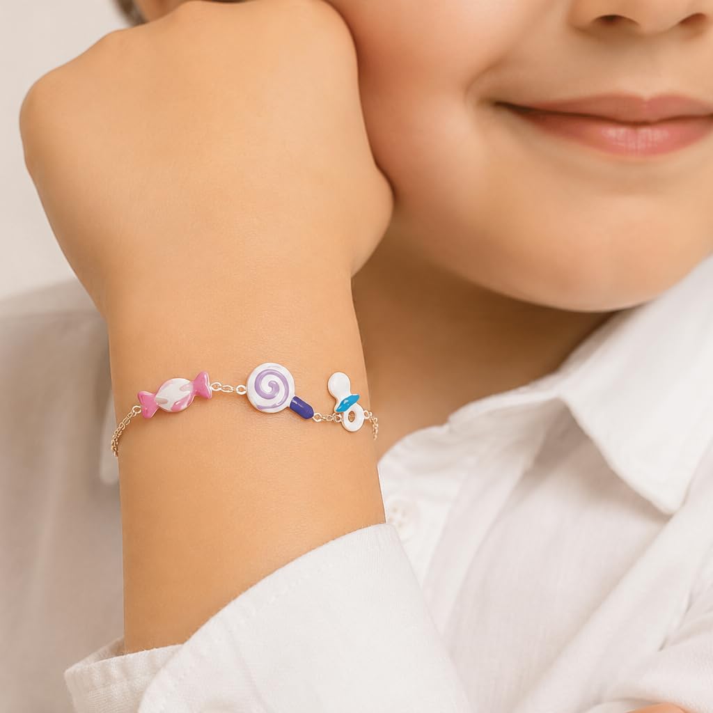 Gioielli Aurum - Armband für Neugeborene aus Gelbgold mit Schnuller und Süßigkeiten-Lutscher