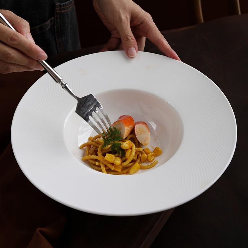 Cocina Platos Vajilla platear de pasta cerámica blanca pura, cuenco for sopa occidental, vajilla restaurante(M)