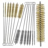 Cjuahsvior Round Wire Brushes 12", 14pcs Brass Wire Brush Stainless Steel Wire Brushes Bottle Brush Set, Tube Cleaning Brush