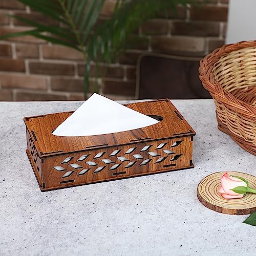 Image of Deskart Wooden Tissue Paper Box | Decorative and Stylish Wooden Tissue Holder Stand for Car, Home, Office Desk, Resturant and Cafeteria (Rectangle)