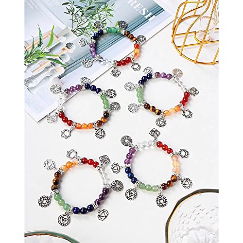 AITELEI 7 Chakra Healing Bracelets with Real Stones Gemstone Healing Chakra Bracelet Yoga Meditation Bracelets for Protection, Energy Healing4