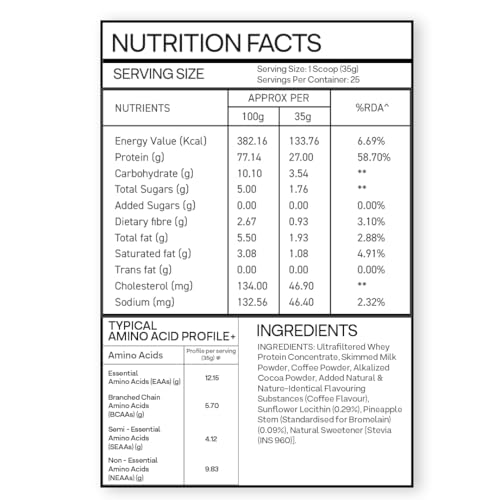 Image of OZiva Clean Whey Coffee Protein Powder, 2 lbs (907g) | 26g Protein per scoop | 100% Cold-Processed, Microfiltered for Better Absorption | Supports Muscle Recovery