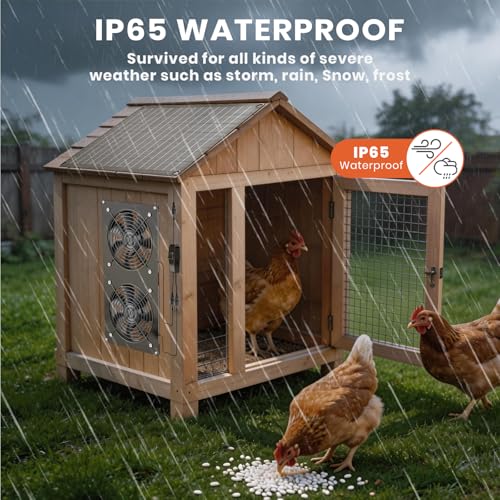 Image of FlexSolar 12W Solar Panel Powered Fan Kit, Dual Waterproof IP65 Fans, 2500RPM High Speed, Solar Exhaust /Intake Fan for Chicken Coop, Greenhouse, Dog House, Pet House, Outdoor Shed Ventilation