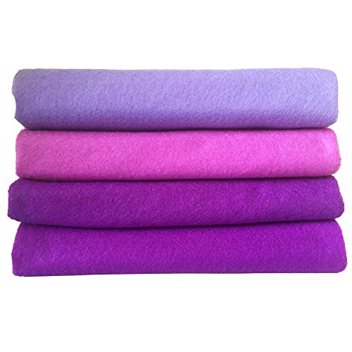 Image of 4pcs Thick 1.4mm Soft Felt Fabric Sheet Assorted Color Felt Pack DIY Craft Sewing Squares Nonwoven Patchwork (92x90cm Purple)