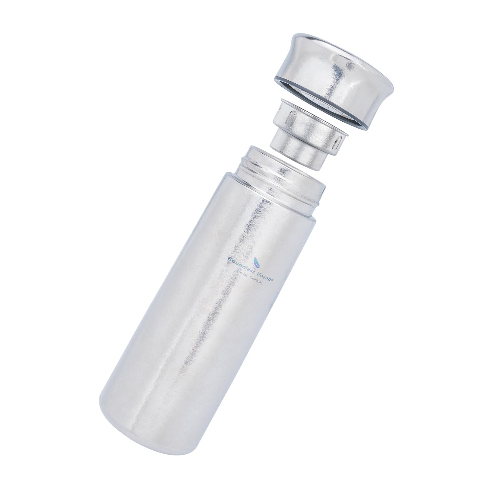 iBasingo Ti3020D Ti3020D - Borraccia termica in titanio da 280 ml, con filtro, piccola bottiglia per acqua sportiva, portatile, da viaggio, per caffè, tè, mantiene caldo o freddo