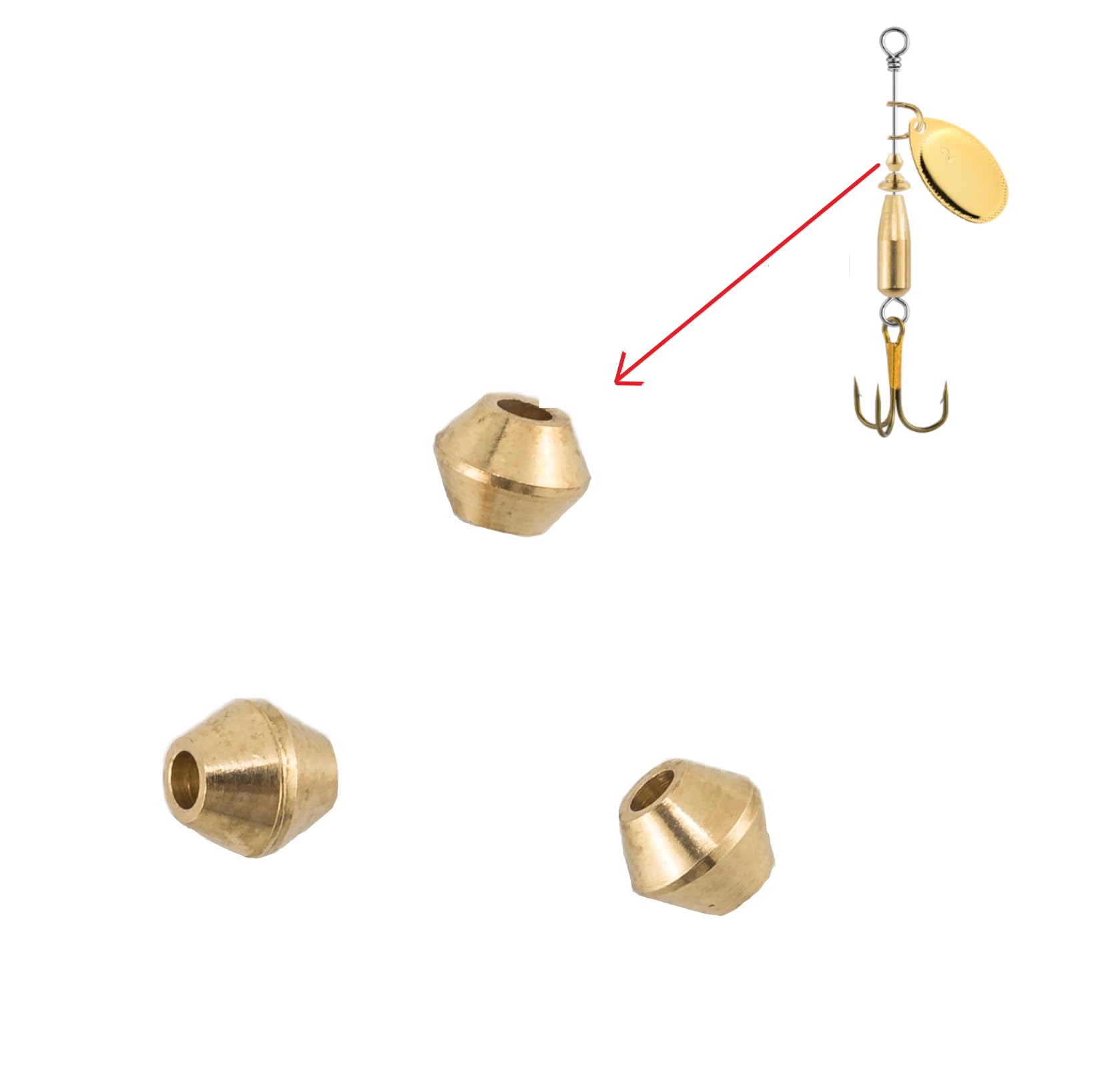 KTGCOZS Pack of 100 Brass Lure Bodies for Spinner Making DIY Fishing Beads Weights