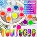 Neno Pigment Powder for Nails, 12 Colors Fluorescent Rainbow Resin Pigment Powder for Acrylic Gradient Smoke Nails, High-Gloss Paint Pigments Powder Dust for Halloween Manicure Eyeshadow Liner Makeup