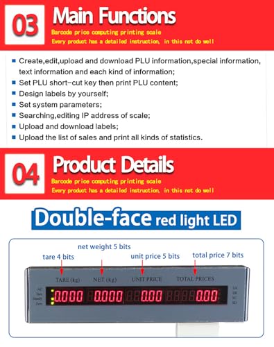 Báscula Comercial Digital con Impresora Térmica 15kg LCD miniatura 5