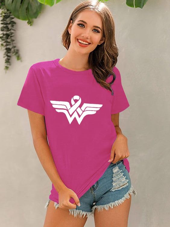 Breast Cancer Awareness Shirt Breast Cancer Shirts for Women Pink Ribbon T-Shirt Care Gift Tee Short Sleeve Tops - Image 2