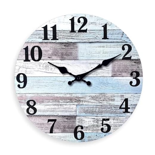 XNM Beach MDF Wooden Wall Clocks Battery Operated 16 Inches or Larger - Farmhouse Wall Clock for Living Room Decor - Kitchen Wall Clock Non Ticking (No Solid Wood)
