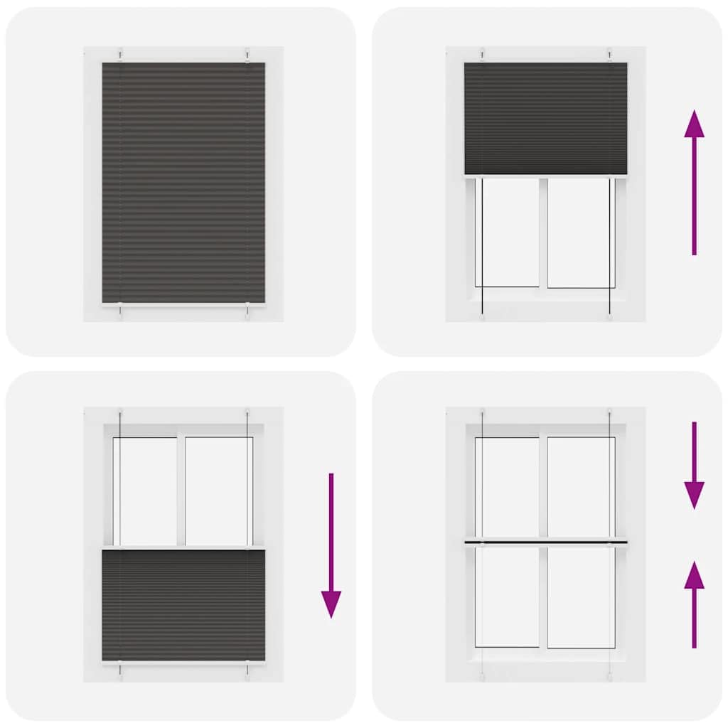 Plissee Schwarz 95x150 cm Polyester, Blickdicht Sichtschutz Sonnenschutz, Jalousie Rollo Raffrollo Doppelrollo, Klemmfix ohne Bohren für Fenster Tür Schlafzimmer Wohnzimmer Büro