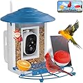 Bird Feeder with Camera, Smart Bird Feeder 2K Cam for Outdoor Backyard -Ai Identify Capture Bird Videos, 2.4GHz WiFi Bird Camera, Blue & Accessories