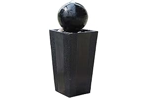 Alpine GOLGappe GIL786 Outdoor Floor Modern Sphere and Pedestal Soothing Waterfall Fountain...