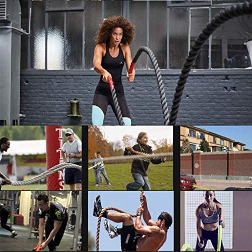 Battle-Rope-Climbing-Ropes-Household-Multi-Function-Fitness-Rope-Mens-Durable-Fitness-Training-Equipment-Garden-Garage-with-Thick-Throwing-Rope-Color-BlackOrange-Size-9M-38MM