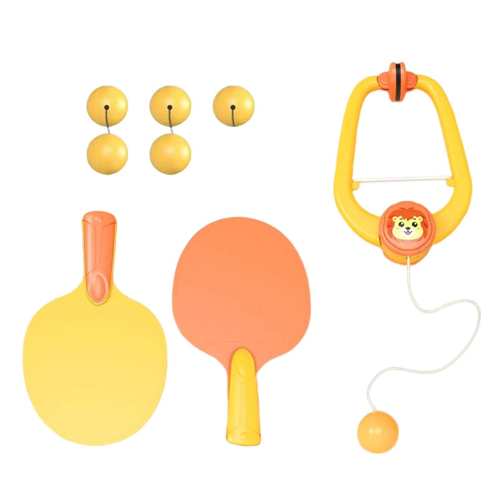 Hanging Table Tennis Parent-Child Interaction Toy - Pingpong Ball Training Set for Kids With 6 Yellow Balls - Self-Training Device