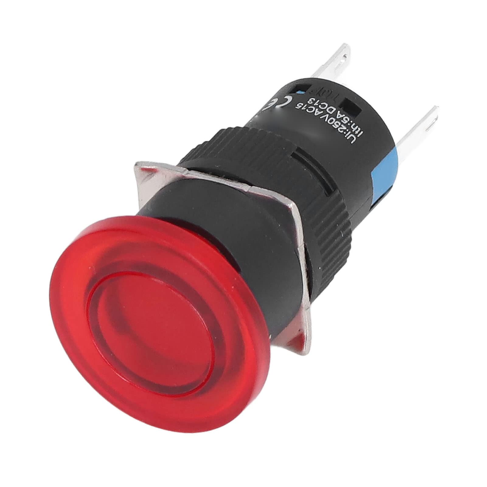 Cocoarm Interruptor de Botón, 25PCS 16 Mm Interruptor de Botón Autoblocante con Luz, de Cabeza de Hongo de Contacto Plateado, 1NO 1NC AC DC24V para Máquinas Herramientas Equipos Textiles (AC/DC12V)