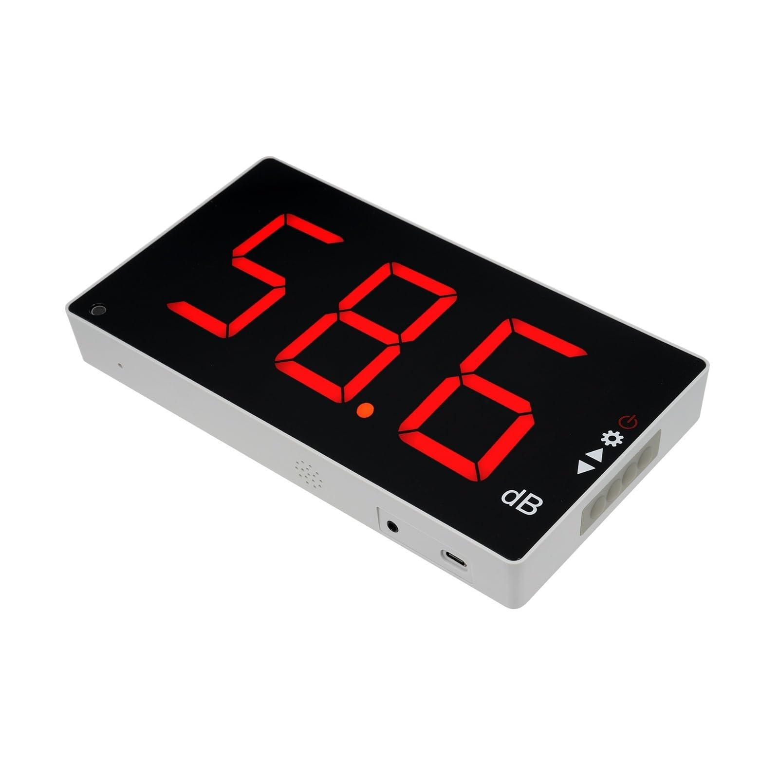 Medidor de decibelios, Sonómetro digital de pared con rango medición 30-130 dB y alarma sonora