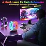 Switch Controller Charger Dock Compatible with Nintendo Switch for Controller & OLED Model Controller with 6 RGB Light Modes, Switch Charging Station 64 Games with Type-C Cable