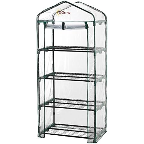4 Tier Mini Greenhouse - - Plant Growhouse Sturdy Portable Gardening Shelves with Plastic Cover - 62" H x 27" D x 19" W Small Green House Use in Indoor & Outdoor for Plants Flowers Cover