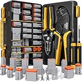 DxCRIMP Crimpzange Deutsch Stecker Set, 2/3/4/6/8/12 polig DT Steckverbinder Kfz Wasserdichter Set, mit Crimpzange (0,34-2,5mm²) und Auspinwerkzeug, für Auto, Motorräder, LKW, Boote